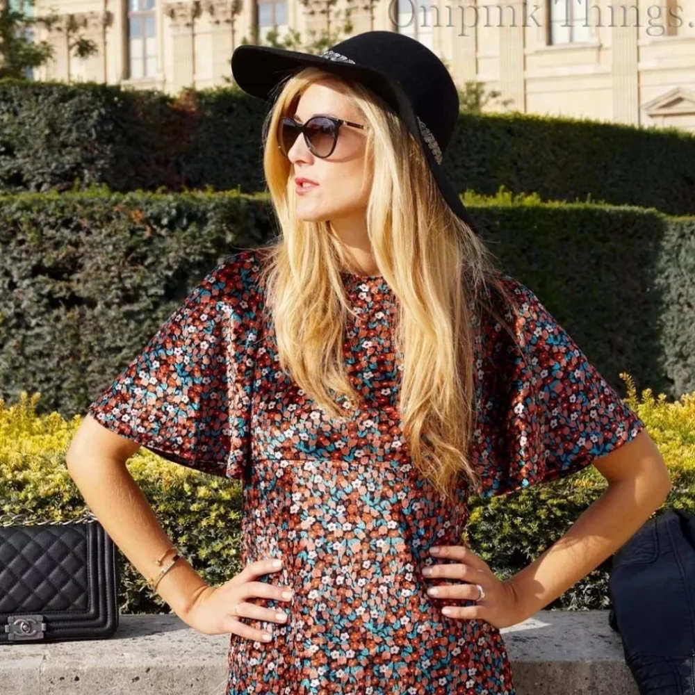 Zara Floral Velvet Short Dress - Picture 3 of 8